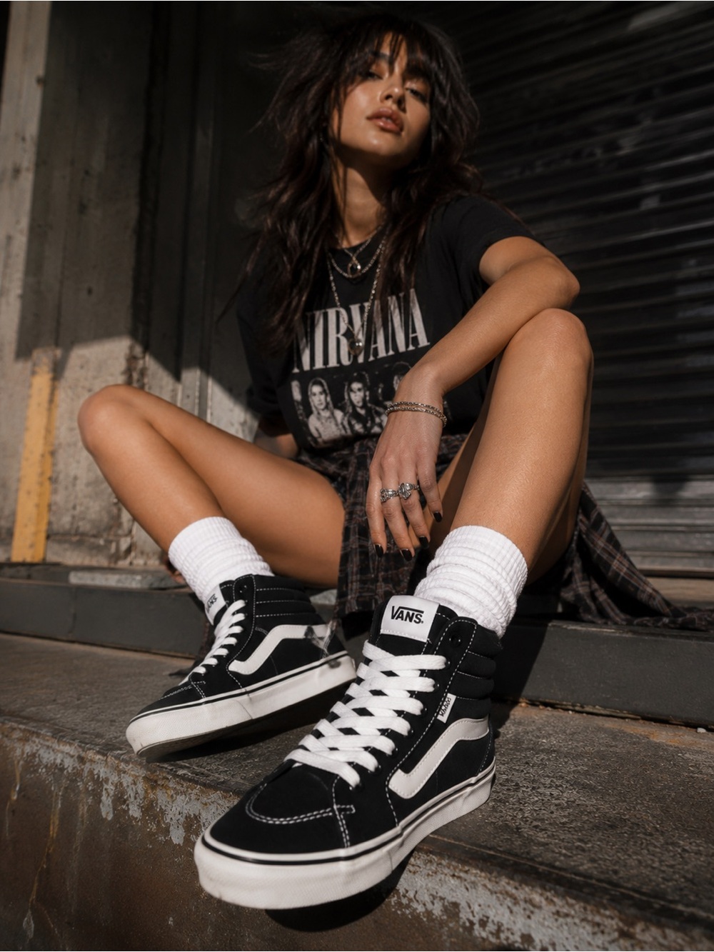 Vans Sk8 Hi Black White 6 High Top Sneakers Women Indie Sleaze Streetwear NIB